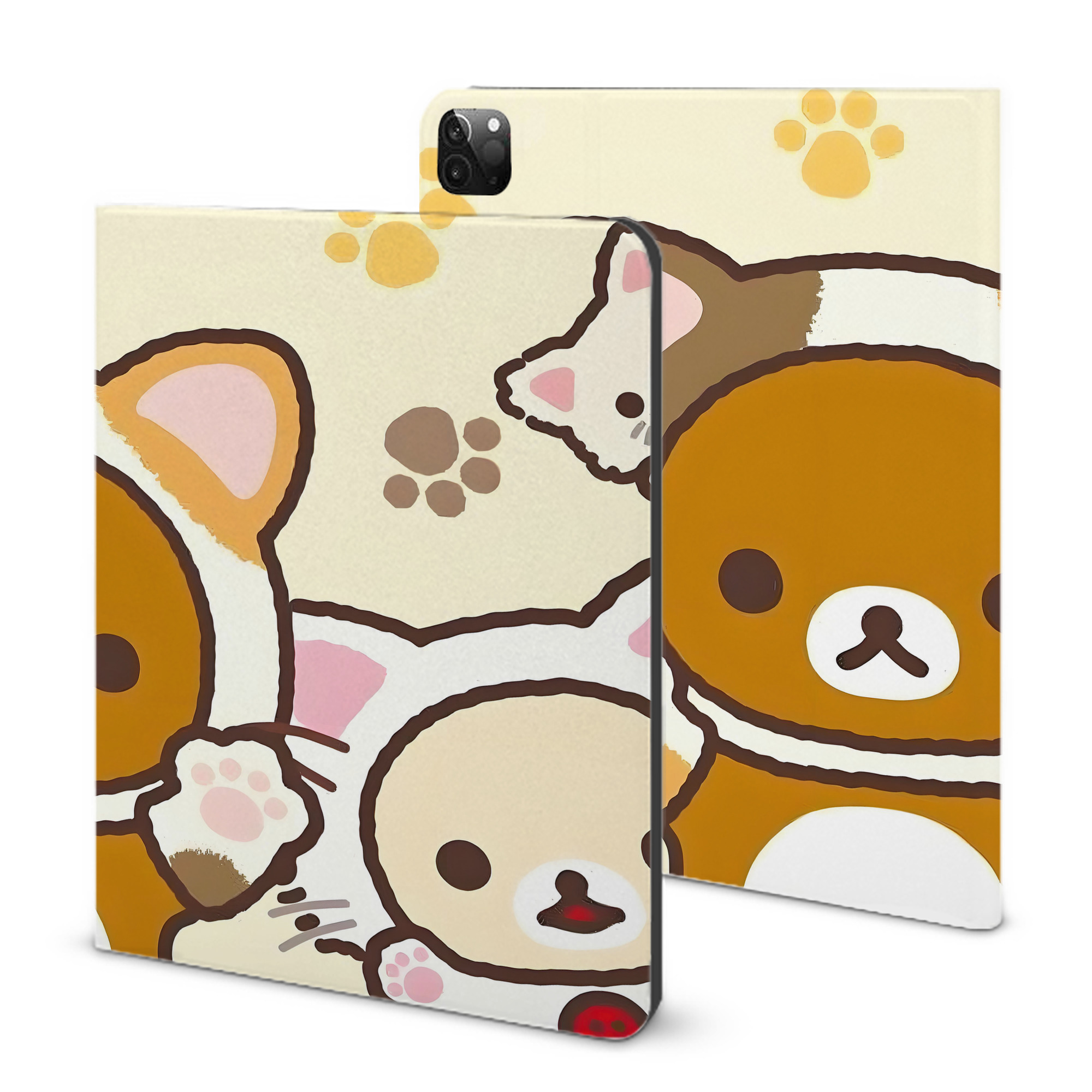 （画像用） リラックマ リラックマ キイロイトリ Rilakkuma Korilakkuma Kiiroitori IPadケース ペンホルダー付き ブックスタイルデザイン